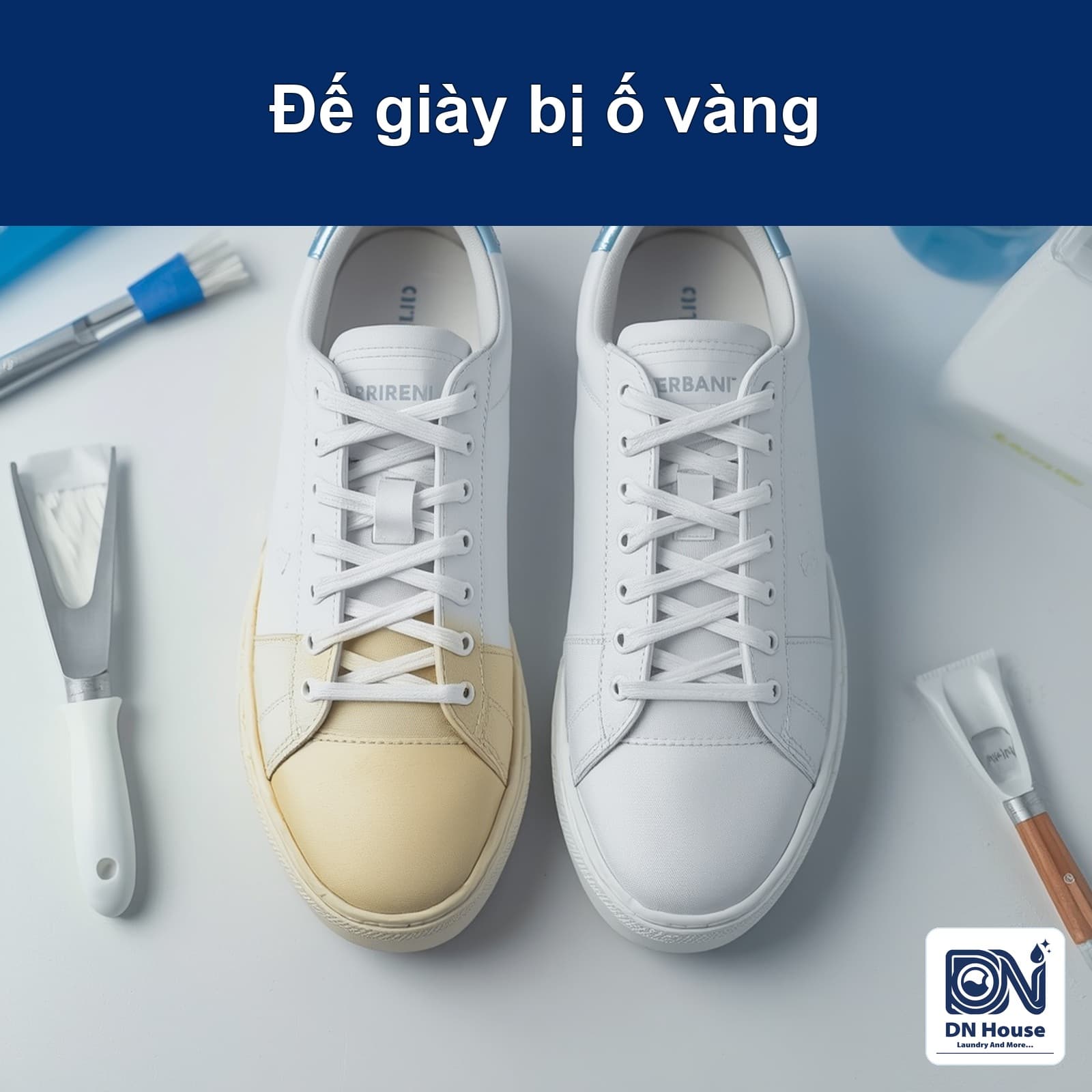 Đế giày trắng bị ố vàng: nguyên nhân và cách xử lý an toàn